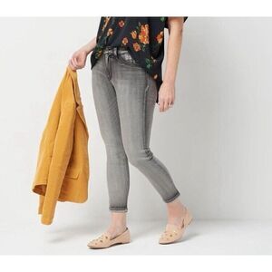 Laurie Felt Silky Ankle Skinny Jeans Zipper Black Grey Stretch High Rise 2XP/24